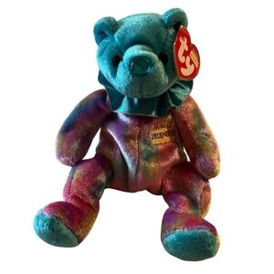 TY Beanie Baby‎ December Birthday Bear Multicolor Plush 2001 NWT